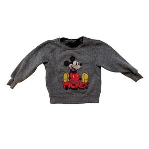 Disney Mickey Mouse Graphic Sweatshirt Toddler 3T Gray Y2K Fadder Kidcore